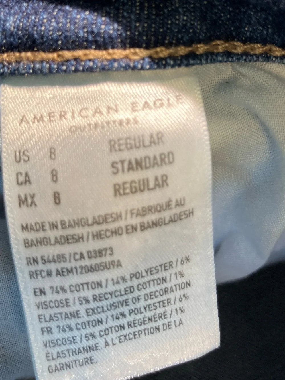 American Eagle Outfitters Mid-Rise Straight Leg Denim Jeans - Medium Blue